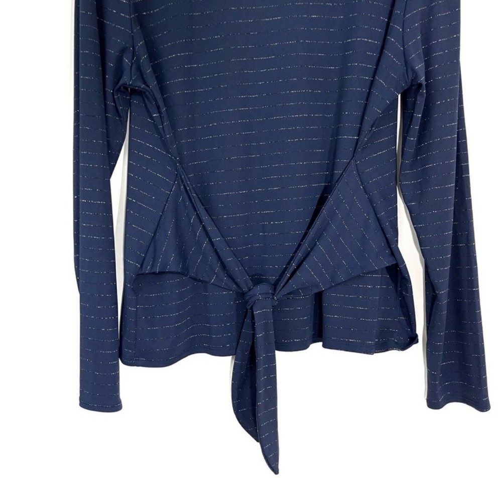 Navy Blue Long Sleeve Top With Ties Highline Collective